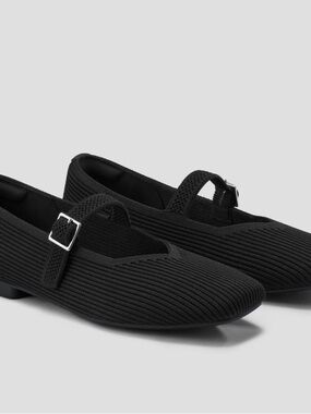 Classic Black Mary Jane Flats with Adjustable Buckle